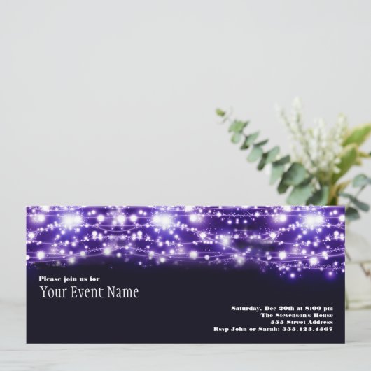 Einladung zu lila Funkstars (Stehend Vorderseite)