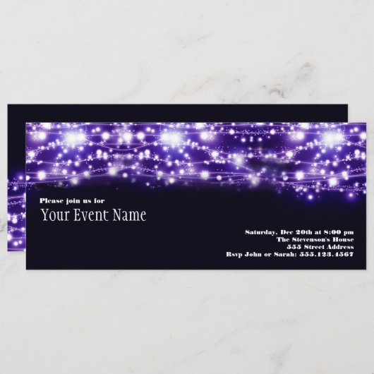 Einladung zu lila Funkstars (Vorne/Hinten)