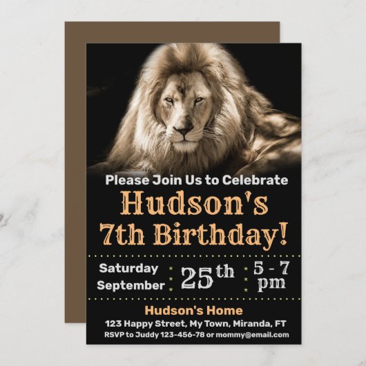 Einladung zu Lion Geburtstag (Vorne/Hinten)