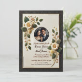 Einladung zu Luxuriösen Schwarz-Gold-Hochzeiten (Stehend Vorderseite)