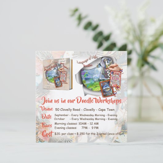 Einladung zu meinem Doodle-Workshop (Stehend Vorderseite)