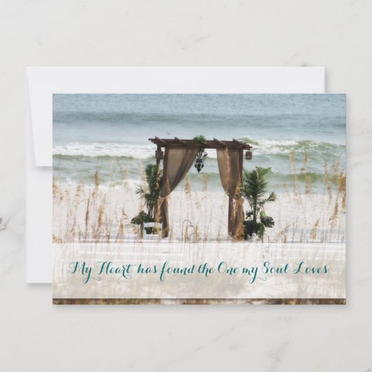 Einladung zu meiner Heart Beach Hochzeit in Urlaub (Vorderseite)