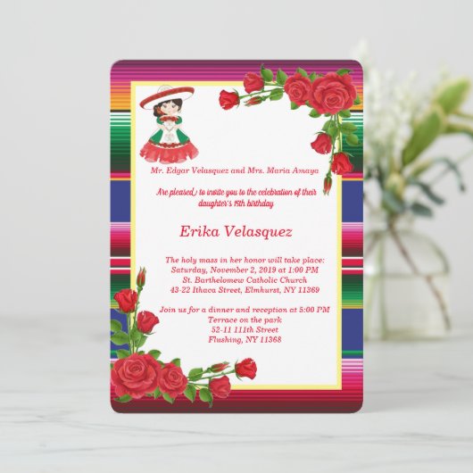 Einladung zu mexikanischen Themen (Stehend Vorderseite)