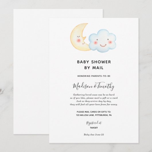 Einladung zu Moon and Cloud Baby Show per Mail (Vorne/Hinten)