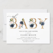 Einladung zu Navy and Blush Oh Baby Dusche