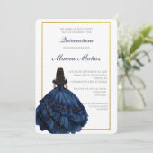 Einladung zu Navy Quinceañera (Stehend Vorderseite)