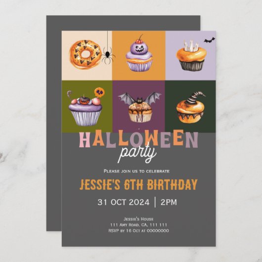 Einladung zu niedlichem Halloween-Trick oder Treat (Vorne/Hinten)