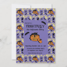 Einladung zu niedlichen Halloween-Katzen, -Flederm