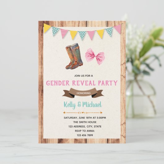 Einladung zu niedlichen Stiefeln oder Bögen (Stehend Vorderseite)