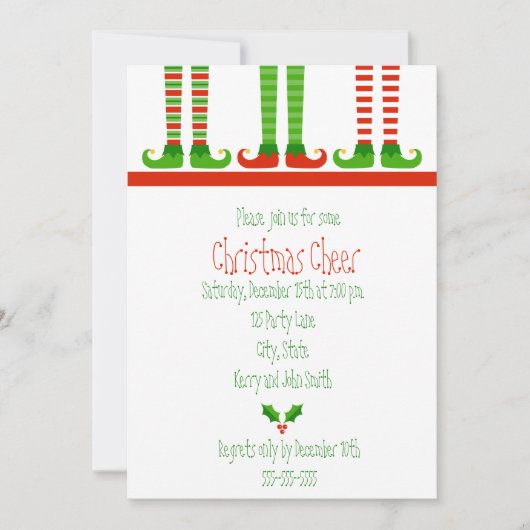 Einladung zu niedlichen Weihnachtselfen (Vorderseite)