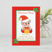 Einladung zu niedlichen Weihnachtselfen (Stehend Vorderseite)
