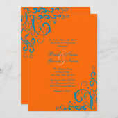 Einladung zu Orangen und Blauen Hochzeiten (Vorne/Hinten)