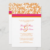 Einladung zu Orangen und Rosa Hochzeiten (Vorne/Hinten)