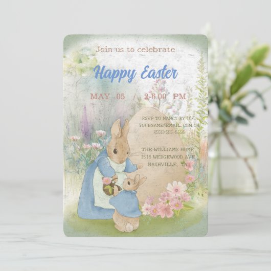 Einladung zu Ostern mit Peter Rabbit (Stehend Vorderseite)