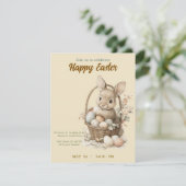 Einladung zu Ostern mit süßem Kaninchen (Stehend Vorderseite)