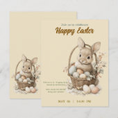 Einladung zu Ostern mit süßem Kaninchen (Vorne/Hinten)