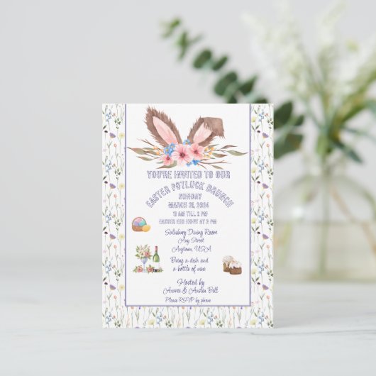 Einladung zu Ostern Potluck Brunch (Stehend Vorderseite)