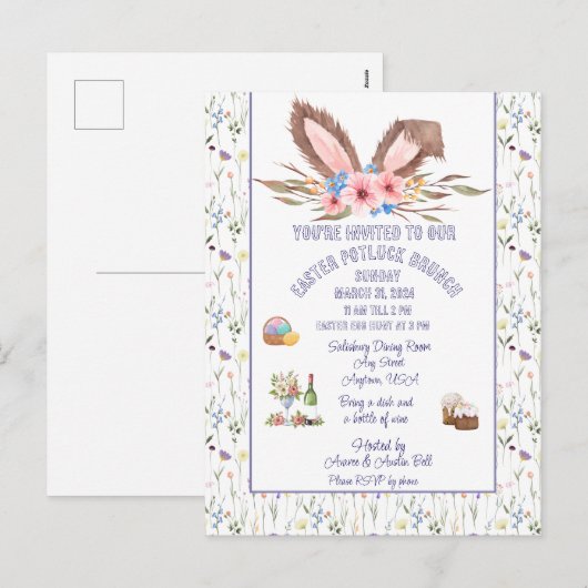 Einladung zu Ostern Potluck Brunch (Vorne/Hinten)