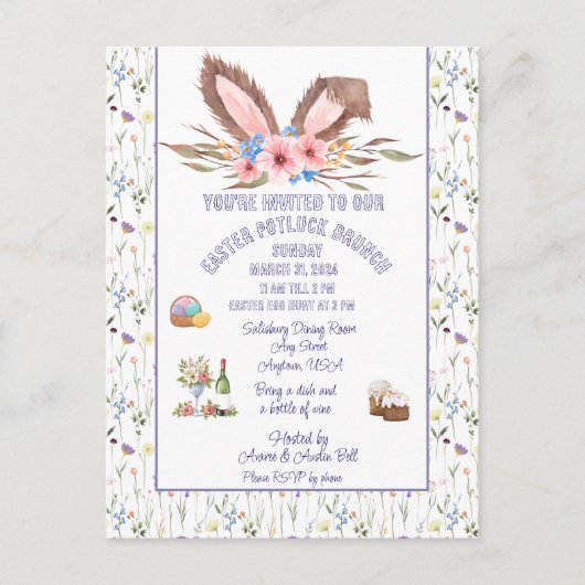 Einladung zu Ostern Potluck Brunch (Vorderseite)