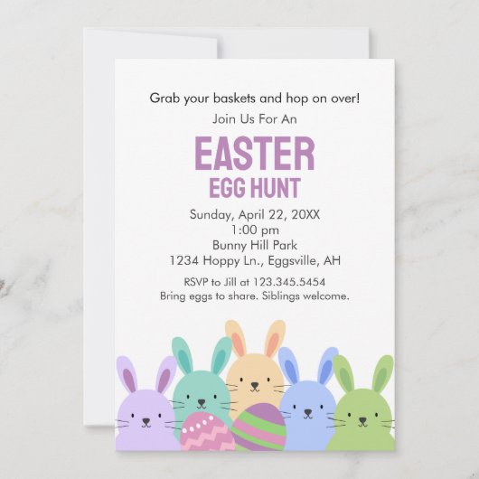 Einladung zu Ostern und Eizelljagd (Vorderseite)