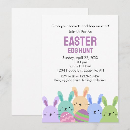 Einladung zu Ostern und Eizelljagd (Vorne/Hinten)