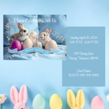 Einladung zu Ostern Zwei Kaninchen & Ostereier