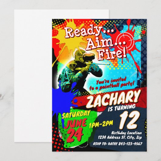 Einladung zu Paintball (Vorne/Hinten)