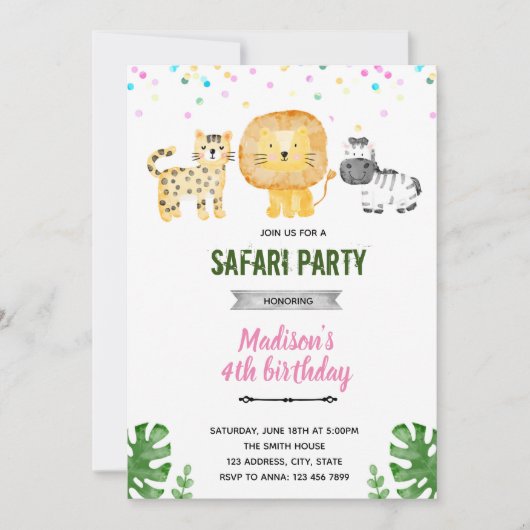 Einladung zu Pastel Safari (Vorderseite)