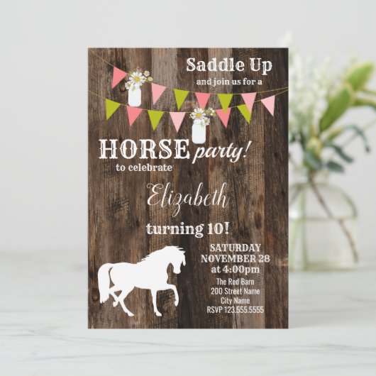 Einladung zu Pferdegeburtstag (Stehend Vorderseite)