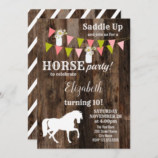 Einladung zu Pferdegeburtstag (Vorne/Hinten)