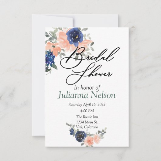 Einladung zu Pfirsich und Blumen (Vorderseite)