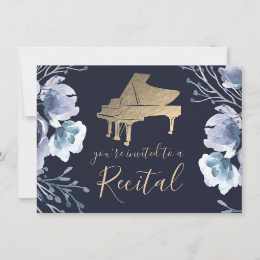 Einladung zu Piano Blue Water Color (Vorderseite)