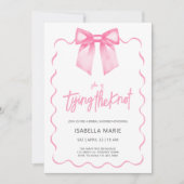Einladung zu Pink Bow Script Bridal Dusche (Vorderseite)