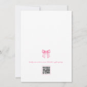 Einladung zu Pink Bow Script Bridal Dusche (Rückseite)