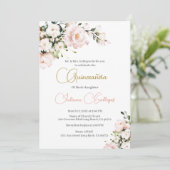 Einladung zu Pink Floral Quinceanera (Stehend Vorderseite)