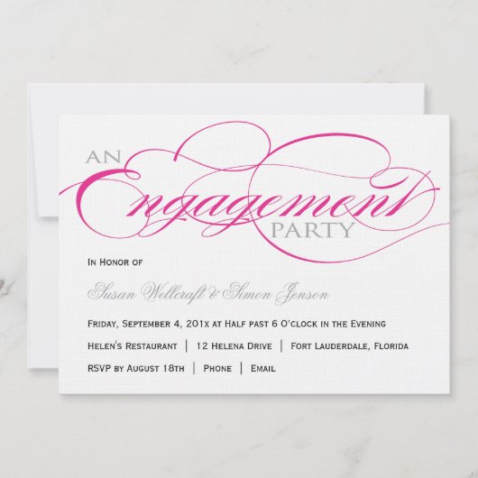 Einladung zu Pink-Script-Engagement (Vorderseite)