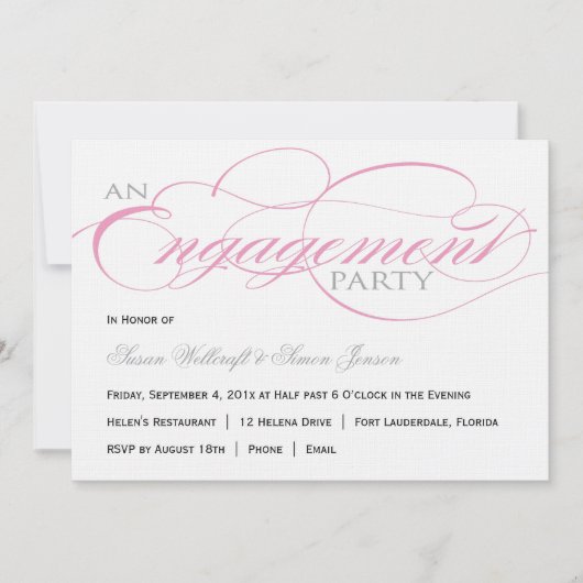 Einladung zu Pink-Script-Engagement (Vorderseite)
