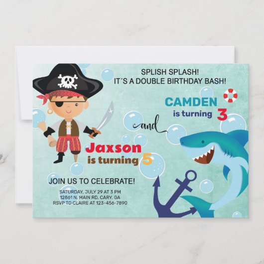 Einladung zu Piraten und Haifischern (Vorderseite)