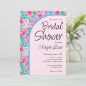 Einladung zu Preppy Blue and Pink Bridal Dusche (Stehend Vorderseite)