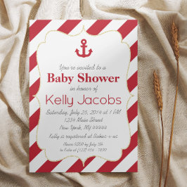 Einladung zu Red and Gold Nautical Baby Shower
