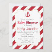 Einladung zu Red and Gold Nautical Baby Shower (Vorderseite)
