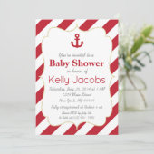 Einladung zu Red and Gold Nautical Baby Shower (Stehend Vorderseite)