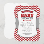 Einladung zu Red Gray Zickzack Baby Shower (Vorne/Hinten)