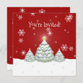 Einladung zu Red Snowy Christmas Tree (Vorne/Hinten)