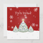 Einladung zu Red Snowy Christmas Tree (Vorderseite)