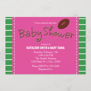 EINLADUNG ZU ROSA BABY-SHAWER FOOTBALL-SPORTSPARTY