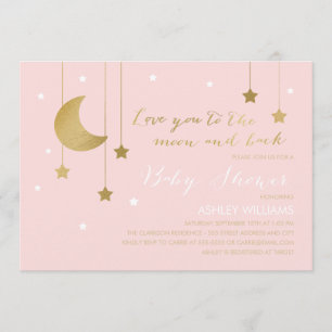 Einladung zu Rosa Mond und Back Baby Dusche