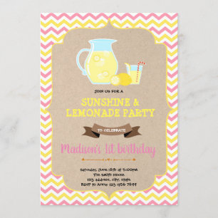 Einladung zu rosa und gelber Limonade