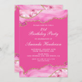 Einladung zu Rosa und Gold Agate Marble (Vorne/Hinten)