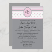 Einladung zu rosa und graue Punkte und Streifen (Vorne/Hinten)